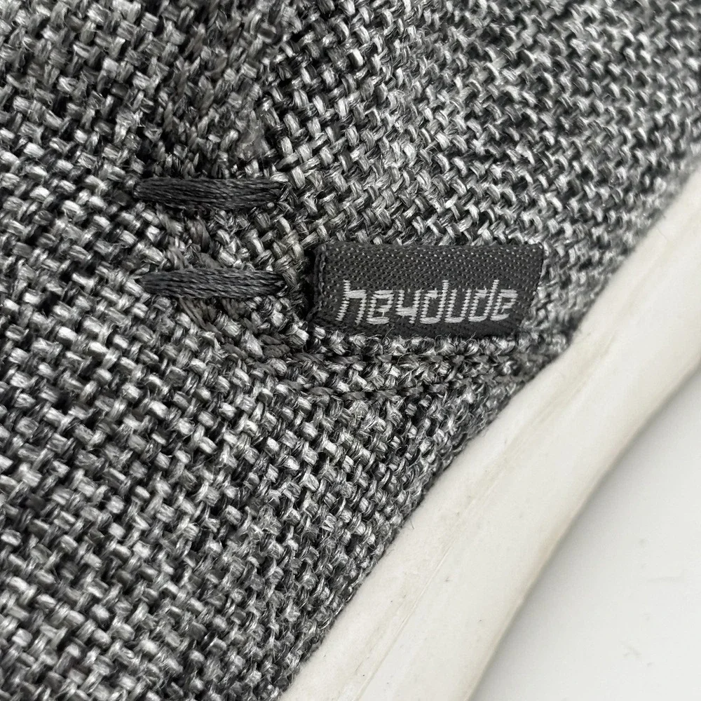 Hey Dude Peyton Womens 8 Linen‎ Grey Black Pull-On Shoes Low Top 6UK 39EU